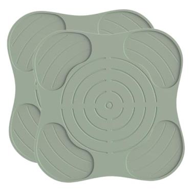 Imagem de Baoblaze 2x Tapete de silicone para secagem de pratos, escorredor de pratos, utensílios de cozinha, universal, fácil de limpar, resistente ao calor, Verde