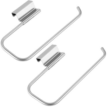 Imagem de Qflushor Suporte de toalha de papel para porta de armário com 2 unidades – Toalheiro suspenso de aço inoxidável escovado para cozinha, dispensador de rolo sem perfuração embaixo da pia para casa
