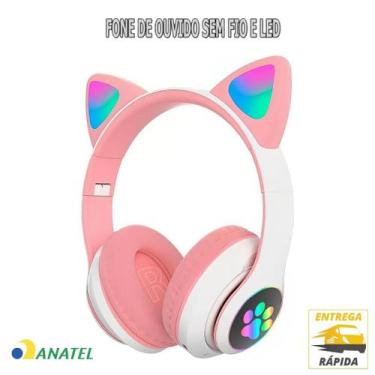 Imagem de Fone De Ouvido sem Fio Orelha de Gatinho Bluetooth com Led - Bmax