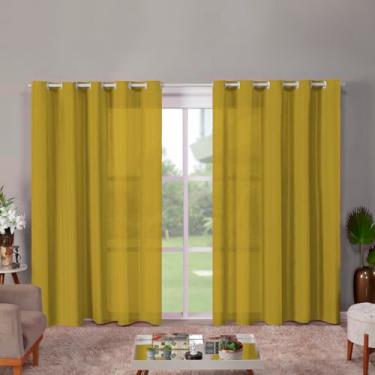 Imagem de Cortina Roma para Sala e Quarto, 300 x 220 cm, 2 Folhas, Poliéster Decorativo, Estampado (AMARELO)