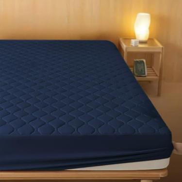 Imagem de Capa Protetora ImpermeáVel Para ColchãO Casal Queen/King - 100% ImpermeáVel AntiáCaros HipoalergêNica - Capa Matelada Com EláStico Para ColchãO Box E Espuma(Marinho,Queen)