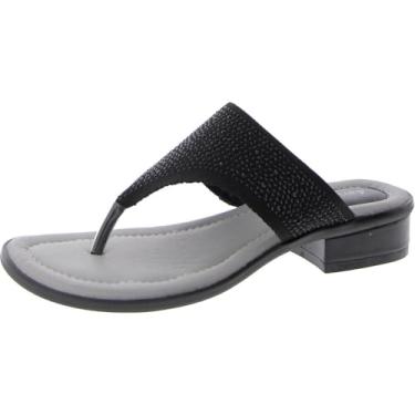 Imagem de David Tate Tanga feminina de strass Perlata com salto bloco, Tecido preto, 35