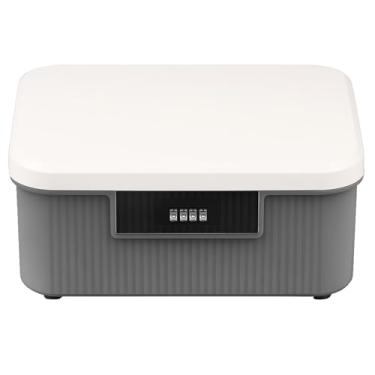 Imagem de FALESOUL Recipiente de armazenamento bloqueável, caixa organizadora de 2 galões com trava de combinação, cofre de plástico portátil para casa, escritório, escola, viagem, negócios (cinza)