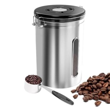 Imagem de Rrlihjgu Recipiente Hermético Para Armazenar Café,1800ml Frasco Apertado Para Armazenamento De Café | Com Medidor De 30ml Para Pó De Grãos De Chá - Arroz Massa Açúcar Sal Doces Bolachas