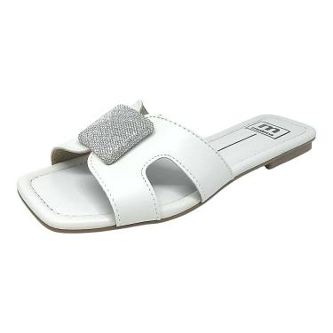 Imagem de Chinelo Rasteiro Feminino Conforto Strass Pin Leve Moleca