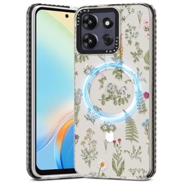 Imagem de Toycamp Capa para Moto G Power/Play 2025 - Compatível com MagSafe Women Girls Cute Phone Cover Magnetic Girly Aesthetic Kawaii Unique Design Pretty Motorola G Power/Play 2025, Plant Line