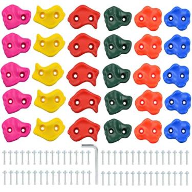 Imagem de UMIKOOL DIRECT 25/30 peças de suportes para escalada para crianças, acessórios de parquinho para ambientes internos e externos, kit de escalada de parede – Para maiores de 3 anos, pegadores de parede