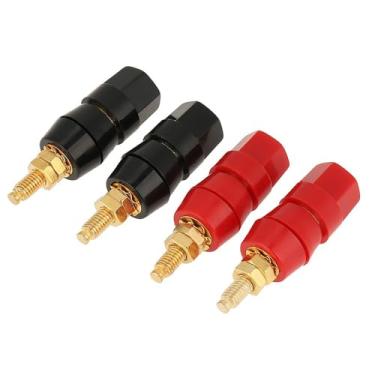 Imagem de Chiffonade 4 peças de coluna de áudio preto e vermelho para conector adaptador banana terminais de cobre para amplificadores e equipamentos de som