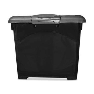 Imagem de CAIXA ORGANIZADORA 95L COM TAMPA, ALÇAS, TRAVAS E RODINHAS TIPO CONTÊINER - PRETA (1 CX ORGANIZADORA 95L PRETA)