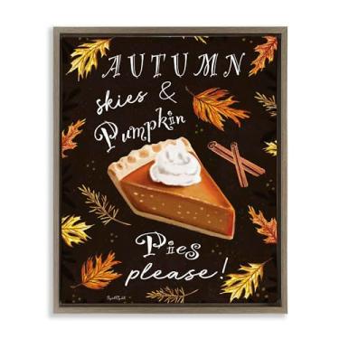Imagem de Stupell Industries Autumn Skies & Pumpkin Pies Brown Framed Floater Canvas Wall Art, design por Elizabeth Tyndall, 89 x 63 cm