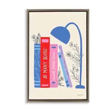 Imagem de Stupell Industries So Many Books Little Time Brown Framed Floater Canvas Wall Art, design por Becky Thorns, 78 x 53 cm