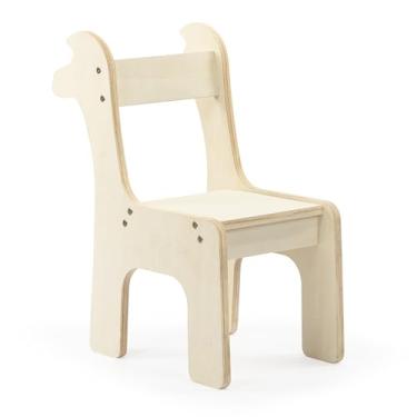 Imagem de Lingle Cadeira infantil de madeira premium, design fofo em forma de zebra, cadeira pintável DIY, montagem fácil, construção estável, cor de madeira natural