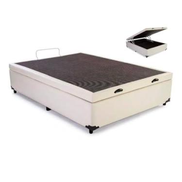 Imagem de Cama Báu Box Base Casal Corino Bege, RC. 188x138 com Pistão a Gás.