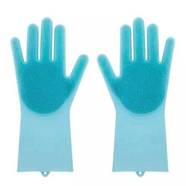 Imagem de Luva Silicone Lava Louça Anti-Térmica Azul
