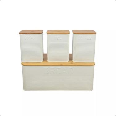 Imagem de Conjunto Porta Pão Bambu 3 Potes White Bh23353