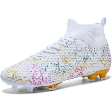 Imagem de Tênis de futebol masculinos de futebol com pontas longas, couro e borr