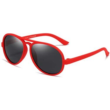 Imagem de LEICO FASHION Óculos de sol aviador polarizados para meninos e meninas de 0 a 4 anos - Armação emborrachada inquebrável