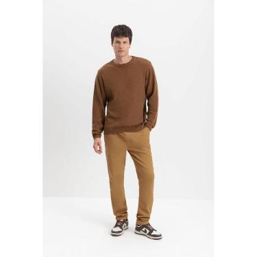 Imagem de Suéter Masculino Em Tricot Essendi Camel Médio