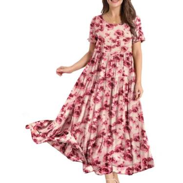 Imagem de Vestido feminino YESNO, casual, solto, boêmio, floral, Maxi S