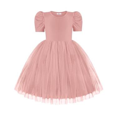 Imagem de Vestido tutu infantil Arshiner Summer Tule rosa para menina 5T