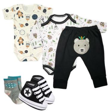 Imagem de Kit 5 Peças Roupa de Bebê Body Mijão Sapatinho e Meia Fofo - Koala Bab