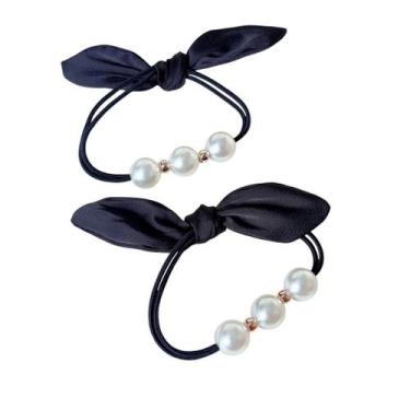 Imagem de Laçarote de Cabelo com Laço e Pérolas kit com 2 unidades - Pistache Ac