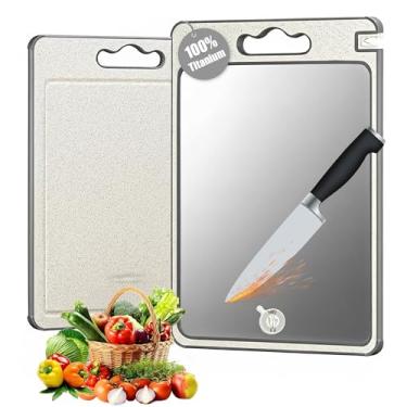Imagem de MPJ Products Tábua de corte de titânio dupla face palha de trigo PP ultradurável, resistente a arranhões, superfície não porosa – pode ser lavada na lava-louças – Tábua de corte de titânio moderna
