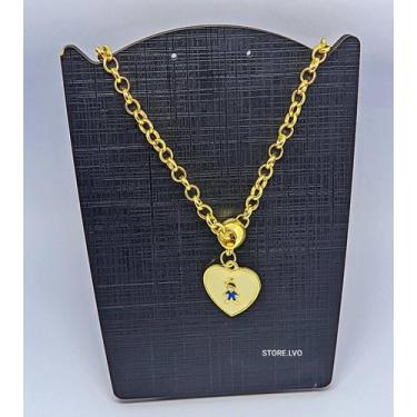 Imagem de Colar Filhos Corrente Elo Português Folheado Ouro Dourado com Pingente