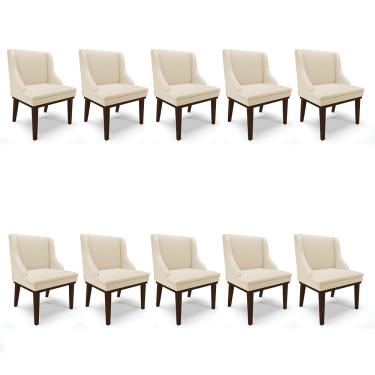 Imagem de Kit 10 Cadeiras de Jantar Liz Corino Base Fixa Madeira Tabaco - D'Rossi
