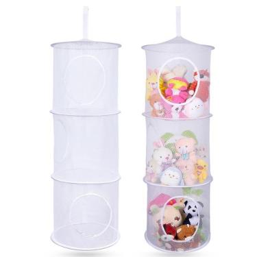 Imagem de Rede de armazenamento de bichos de pelúcia Basumee 3 camadas branca x2