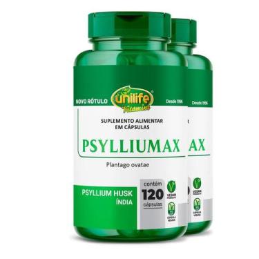 Imagem de Kit 2 Psyllium Unilife Psylliumax 120 Cáspulas
