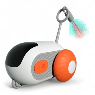 Imagem de Carrinho Interativo Para Gatos LG-X259 - Brinquedo Inteligente Com Sensor Infravermelho, Controle Remoto, Auto-Endireitar, Rodas Removíveis, Carregamento USB-C - Laranja