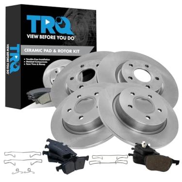 Imagem de TRQ Kit de freio dianteiro e traseiro e rotor de cerâmica compatível com Volvo C30 2006-2012 C70 2004-2011 S40 2005-2011 V50