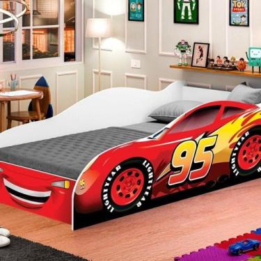 Imagem de Cama Carro 95 Infantil para meninos Vermelho - J&A Móveis
