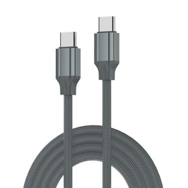 Imagem de Cabo USB-C para USB-C 100W, 2 Metros, Cinza - Carregamento Rápido c/Chip E-Marker, Transferência de Dados Alta Velocidade p/Notebooks, Celulares e Tablets. Conexão Estável e Durável