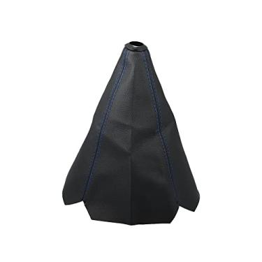 Imagem de Capa para bota de câmbio de marcha, coleiras, manual de engrenagem/manípulo automático, alavanca de câmbio, polaina, capa universal para veículo, carro, preto fosco, couro, ponto azul