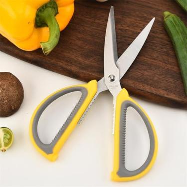 Imagem de Tesoura de cozinha afiada multiuso de aço inoxidável de 19 cm, tesoura de tecido de 3 mm para uso doméstico, ferramenta de corte de papel DIY, tesoura de cozinha para cortar carne, alimentos, peixe