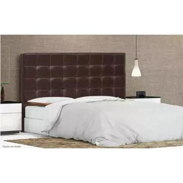 Imagem de Cabeceira Estofada Cama Box King 1,95 Londres para Quarto Corino Marrom - Larbelle