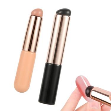 Imagem de 2 pincéis de silicone para unhas, 2 tamanhos reutilizáveis de escova gradiente de silicone com cabeça de geleia, pincéis ombré, aplicador de esmalte para unhas francesas, faça você mesmo, ferramenta