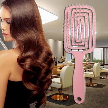 Imagem de Escova de cabelo mágica, escova de cabelo desembaraçadora ventilada úmida e seca, escova ultra desembaraçadora, para homens, mulheres, escova de cabelo de massagem de secagem rápida (rosa, 23 x 7,5 cm