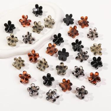 Imagem de 30 peças de grampos de cabelo pequenos para mulheres - Mini grampos de cabelo de flor, permanecem no lugar sem puxar ou prender, plástico durável, resistente - tartaruga e preto, cubo, plumeria, cor