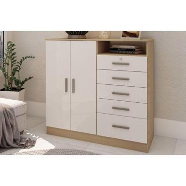 Imagem de Cômoda de Quarto Guatemala c/ 2 Portas 1 Nicho e 5 Gavetas (1 c/ Chave