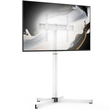 Imagem de AOKCOS Suporte giratório de TV com base de ferro em forma de X para TVs de 32 a 65 polegadas até 40 kg, 12 níveis de altura ajustável para economia de espaço, suporte de TV para sala de estar/quarto