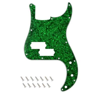 Imagem de Banworks Precision Bass Pickguard 4 Ply 13-Hole P Bass PB Scratch Plate para USA/Mexican Modern Style Fender Precision Bass JT/HB-10 Verde Pérola