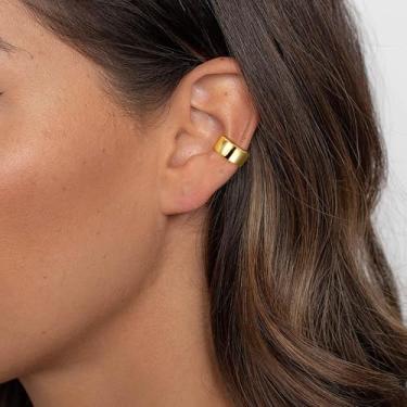 Imagem de Brinco de orelha feminino sem piercing dourado para orelhas não perfuradas, brinco falso de cartilagem, Standard, Latão, Sem pedra preciosa