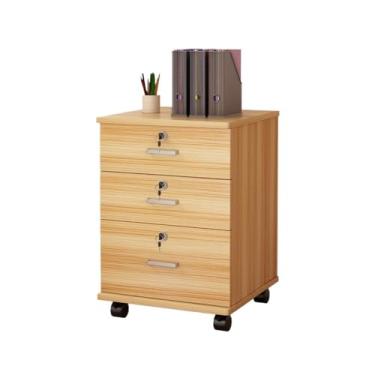 Imagem de Armário de Arquivos Armário de arquivo com travamento simples baixo móvel gavetas Organizador escritório(Yellow)