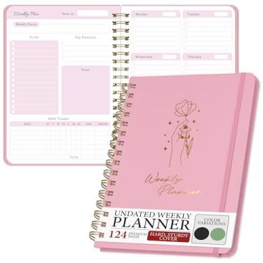 Imagem de Only Zest Caderno semanal sem data – Diário diário de produtividade, organizador de objetivos acadêmicos, planejador semanal simples para estudantes, material escolar e de escritório para mulheres