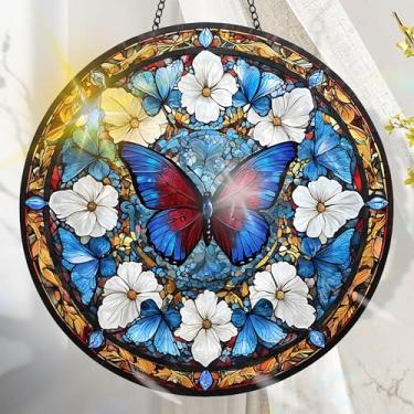 Imagem de Apanhador solar de acrílico colorido, decoração de janela suspensa de borboleta com design de vitral impresso, apanhador de sol, arte de parede de arco-íris, ideia de presente e ornamento de jardim