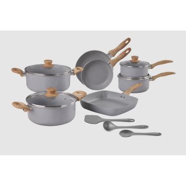 Imagem de Jogo de Panelas Easy Gris Indução + Utensilios 10 Pçs Brinox
