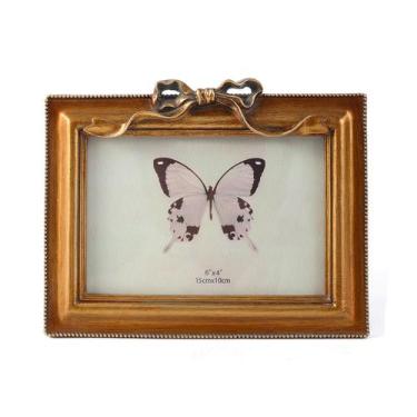 Imagem de Porta-retratos SIKOO Vintage Antique Bow 10x15cm Bronze Dourado